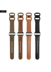 URVOI Leather Strap for Apple Watch Series 7 6 SE 5 4 3 2 Sports Hand-made Wrist Strap Double Holes Pin for iWatch 40 41 44 45mm