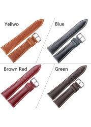 Cowhide watch straps for men and women,18mm,20mm,22mm,24mm,blue,yellow,green,genuine leather,vintage,watch strap