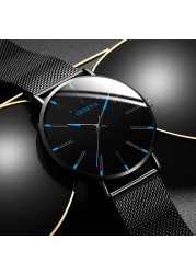 Men Watches 2021 Luxury Male Elegant Ultra Thin Watch Men Business Stainless Steel Mesh Quartz Watch Relogio Masculino Hot Sale