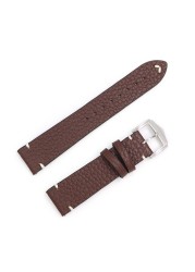 CARLYWET - Cowhide watch strap, antique, smooth, 20, 22, 24mm, wholesale, new style, black, brown, blue, red, polishing buckle