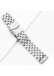 CARLYWET - Curved Loop Watch Band, 22mm, High Quality, Replacement Part, Double Push Buckle for Seiko SKX007