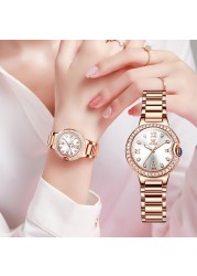 OLEVS Watch for Women Waterproof Diamond Luminous Quartz Women Watch Set Stainless Steel Rose Gold Luxury Top Brand Wrist watch