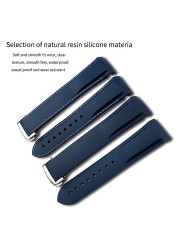 20mm 22mm 19mm 21mm Curved End Rubber Watch Band fit for HUAWEI GT 2 3 Pro Omega Longines Hydroconquest Seiko SKX Silicone Strap