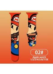 Super Mario Silicone Strap for Apple Watch Band 44mm 45mm 40mm 38mm 42 Watchband for Apple Watch Iwatch Series 6 Se 5 4 3 7