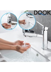 DQOK Bathroom Basin Faucets Basin Mixer Sink Faucet Pull Out Bathroom Water Mixer Chrome Brass Modern Washbasin Faucets Black