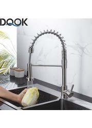 DQOK Matte Black Kitchen Faucet Deck Mounted Mixer Tap 360 Degree Rotation Stream Sprayer Nozzle Kitchen Sink Hot Cold Taps