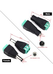 Female Male DC Connector 5.5mm x 2.1mm Power Jack Adapter Connector Cable Connector for LED Strip Security Cameras