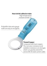 360pcs Marine Grade Heat Shrink Loop Connectors - Heat Shrink Wire Connectors Tinned Red Copper Insulated Loop Terminals Crimp Terminals