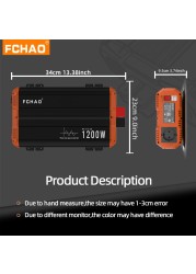 FCHAO 2400W Inverter Solar Panel Pure Sine Wave 12V 24V to 220V Car Power Inverter Solar Power Supply LCD Display for Truck RV