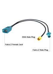 RG174 Splitter Cable Fakra Z Female to Fakra Z Male + SMA Male Plug Y-type Pigtail GPS Antenna Extension Jumper Coaxial Cable