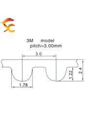 PU timing belt HTD, 3m, 6mm, 10mm, 15mm, with steel core, HTD, 3m, HTD3M, 6/10/15mm opening