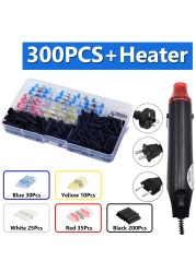 50/300pcs Waterproof Heat Shrink Butt Terminals Crimp Terminals Welding Seal Electrical Wire Twisting Cable Terminal Kit With Hot Air Gun