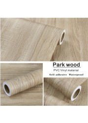 Wood Grain Stickers Wardrobe Cabinet Table Furniture Renovation Wallpaper Self-adhesive Waterproof Wall Papers Home Decor