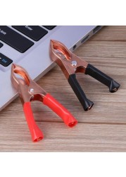 High Quality 4pcs 30A Red Black Alligator Clamps 72/75mm Alligator Clip Handle Cable Lead Test Battery Test Lead