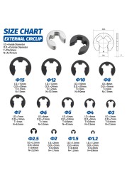 290 قطعة سبائك الصلب E كليب الدوائر غسالة مجموعة متنوعة الدوائر الخارجية الاحتفاظ الدائري ل رمح السحابة بكرة رمح 1.2-15 مللي متر