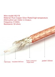 RG178 Cable Connector Wire RG-178 RF Coax Coaxial Cable 50 Ohm 10m 20m 30m 50m 100m