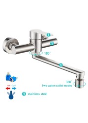 Universal Head Wall Mounted Kitchen Sink Faucet Single Handle Swivel Basin Faucet Hot and Cold Water Mixer For Bathroom Sink