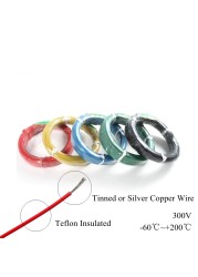 PTFE High Insulation Resistance Wire , Silver Plated Copper Sheathing Wire , 22awg 0.35mm² , 0.35mm²