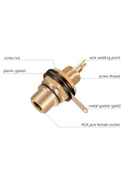 10pcs/lot RCA Connector Gold Plated Female Jack Socket Solder Wire RCA Connector Panel Mount Chassis Wholesale