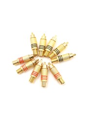 10pcs DIY Parts Gold Red Black Metal Spring RCA Male Connector Jack Plug AV Plugs for Computer Audio Video Soldering