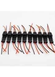 10pcs/lot 2 Pin Way Waterproof Electrical Connector Adapter Plug w/ AWG Wire for Motorcycle Car Vehicle