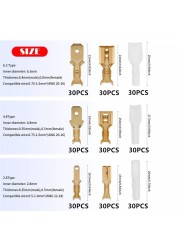 540 قطعة/الوحدة 2.8/4.8/6.3 مللي متر الإناث و الذكور تجعيد محطة موصل الذهب النحاس/الفضة سيارة المتكلم الأسلاك الكهربائية موصلات مجموعة