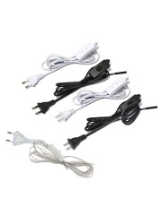 High Quality Power Cord 2.4m Switch Plug Cord Two Pin Plug Cable Extension Cord American Adapter Black and White LED Light Cord