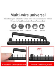 Bed Headphone Home Desk Storage 11 Slots Cord Management Wire Organizer Winding Cable Clip Desktop Sticky Tool Holder