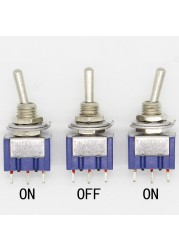 10pcs ON-OFF-ON 3 Pin 3 Latching Position Miniature Toggle Switch AC 125V/6A 250V/3A