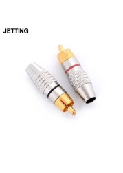 2pcs/set Gold RCA Plug Soldering Audio Video Converter Male to Male Connector Wholesale