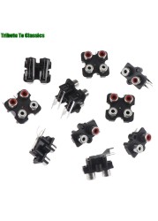 5pcs 2/4 Hole RCA Female Stereo Audio Jack AV Audio Input Connector Jack