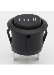 10pcs 23mm Black Round 3 Pin 10A/125V 6A/250V AC 3 Position SPDT ON-OFF-ON Rocker Switch Snap