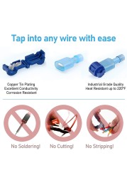 SUOSOK T Tap Fast Electrical Cable Connectors, Snap Splice Lock Wire Terminal Crimp Wire Connector Electrical Connector Waterproof