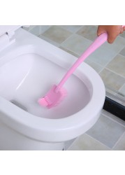 Portable Plastic Toilet Brush Bending Long Handle Bathroom Toilet Bowl Scrub Double Sided Cleaning Brush Bathroom Accessories