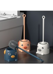 Toilet brush no dead corner soft hair household creative cartoon toilet brush long handle bathroom cleaning accessories