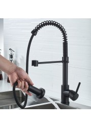 Black Touch Spring Kitchen Mixer Faucets Quality Brass Hot Cold Pull Kitchen Mixer Taps Smart Sensor Touch Kitchen Faucet