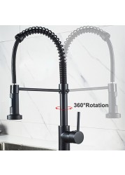 Hot Cold Touch Spring Kitchen Faucets With Pull Out Sprayer Pull Out Kitchen Mixer Tap Black Smart Sensor Touch Kitchen Faucet