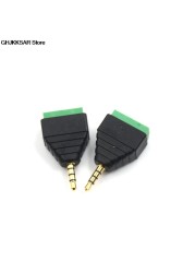 1pc Video AV Balun 3.5mm 4 Pole Stereo Male to AV Screw Terminal Stereo Jack 3.5mm Male 4 Pin Terminal Block Plug Connector