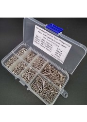 800pcs M2 Stainless Steel Self Tapping Wood Screw Assorted Set Lock Nut Wood Flat Head Thread Nail Screw Fastener Sets