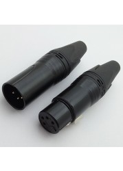 8pcs/4sets 4 Pins Microphone XLR Connector, Black Color, XLR Male Plug Female Jack Adapter