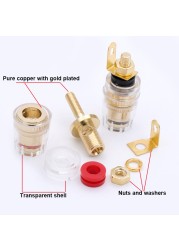 10Pairs 4mm Binding Post Audio Connector HIFI Terminals Cable, Binding Post for Loudspeaker, Copper with Gold Plated