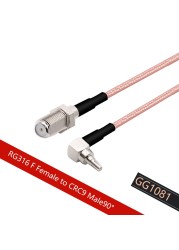 10pcs 5cm/15cm/30cm/50cm RG316 Coaxial Cable Pigtail F Female to CRC9 Male Right Angle Cable F Female Switch Cable Adapter