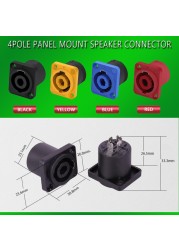 10pcs/lot 4 Pin Speaker Power Connector Female Jack Panel Mount 4 Pole 4 Core Chassis Socket Amplifier Speaker Chassis