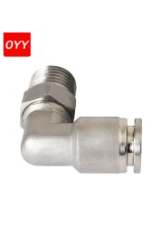 10pcs PL Series 304 Stainless Steel Trachea Quick Connector Plug Threaded Elbow Pneumatic Fittings PL8-02/4-M5/6-01/10-03