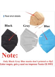 1-100pcs KN95 Masks ffp2fan 5 Layers Mouth Mask FFP2 KN95 Respirator FPP2 Masque FFP 2 Protective Face Mascarillas Masken CE