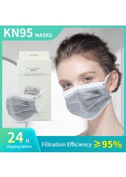 20pcs/box CE KN95 5 Layers Mask Gray Activated Carbon Dust Respirator Face Dust Mask FFP2 Korean KN95 ffp2fan