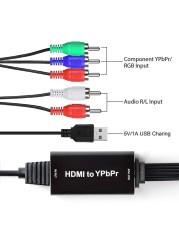 HDMI-Compatible YPBPR Converter Adapter 5RCA RGB Support 1080P Color Difference to RGB Converter 2M Converter Cable