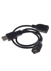 2 منفذ USB2.0 Hub USB 2.0 ذكر إلى 2 المزدوج USB أنثى جاك الفاصل محور الطاقة سلك مهايئ لكابل هاتف الكمبيوتر المحمول