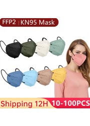 KN95 Mascarillas ffp2mascarillas Respirator Mask FFP2 Approved Mask 5 Layers Reusable FPP2 Mascarillas FP2 Face Masks Black KN 95 ffp3