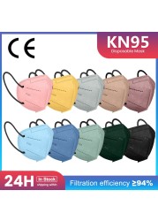 ماسكاريلا KN95 أقنعة الكبار Mascherine FFP2 Mascarillas FPP2 Negras ffp2necmorandi Colores 5 طبقات قناع وجه واقي